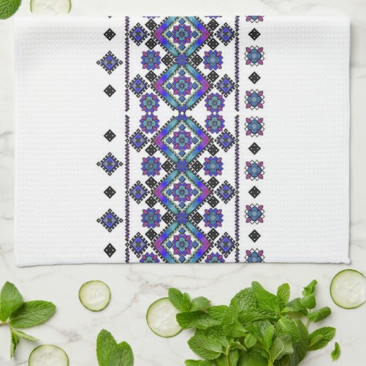 Blue Embroidery Theedoek (Gevouwen)