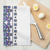 Blue Embroidery Theedoek (Quarter Fold)