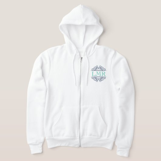 Blue & Emerald Green  Lijst Monogrammed Hoodie (Laagn)