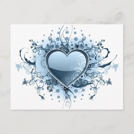 Blue Emo Heart Briefkaart (Voorkant)