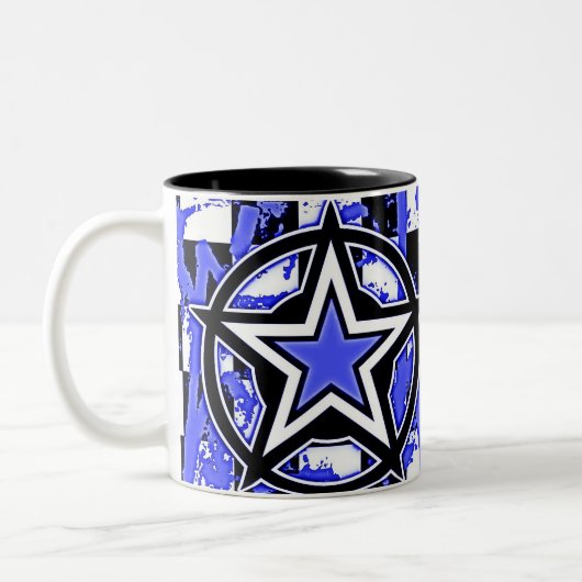 Blue Emo Star Coffee Mok (Links)