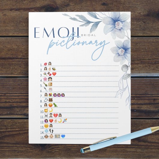 Blue Emoji Pictionary Vrijgezellenfeest Game Pack Notitieblok