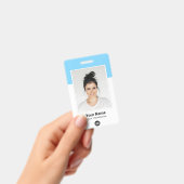 Blue Employee enorme foto QR Bar Code Logo Naam Badge (Handheld)