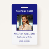 Blue Employee Foto ID Bedrijfs Beveiligingsbadge Badge (Voorkant)