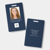 Blue Employee Foto ID Logo Badge (Voor- en achterkant)