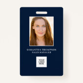 Blue Employee Foto ID Logo Badge (Voorkant)