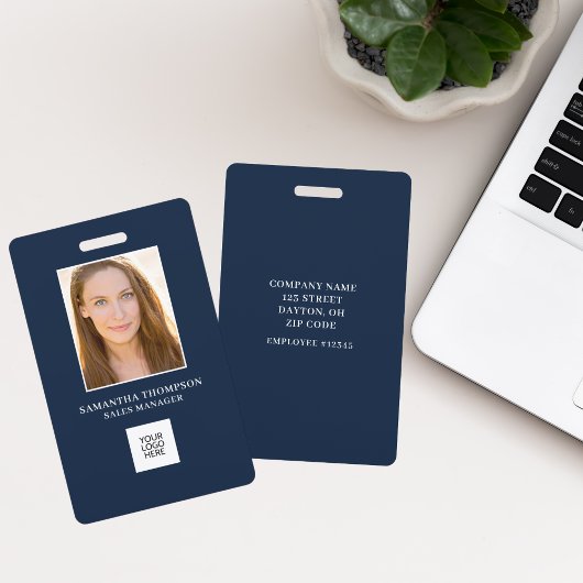 Blue Employee Foto ID Logo Badge