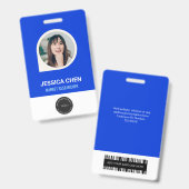 Blue Employee Photo ID Kaart, Bar Code, Logo, Name Badge (Voor- en achterkant)