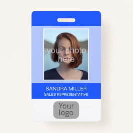 Blue, Employee Photo, Logo, Bar Code, Name, Badge
