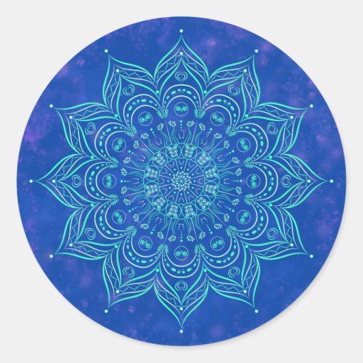 Blue en Aqua Mandala Sticker (Voorkant)