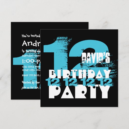 BLUE en BLACK 11e verjaardag 12 jaar oud V08 Kaart (Voorkant / Achterkant)