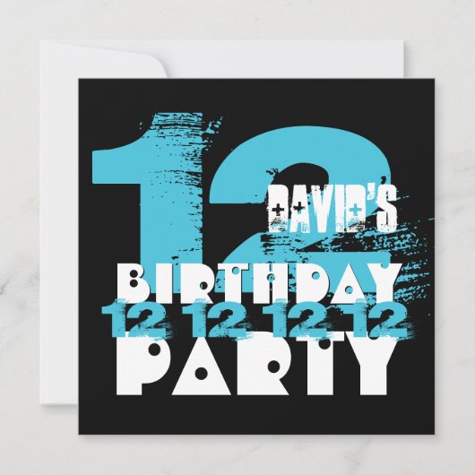 BLUE en BLACK 11e verjaardag 12 jaar oud V08 Kaart (Voorkant)