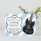 Blue en Black Rock Star Rock a Bye Baby shower Kaart (Staand voorkant)