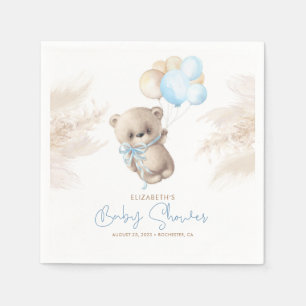 Blue en Brown Teddy Bear Baby shower Napkins Servet