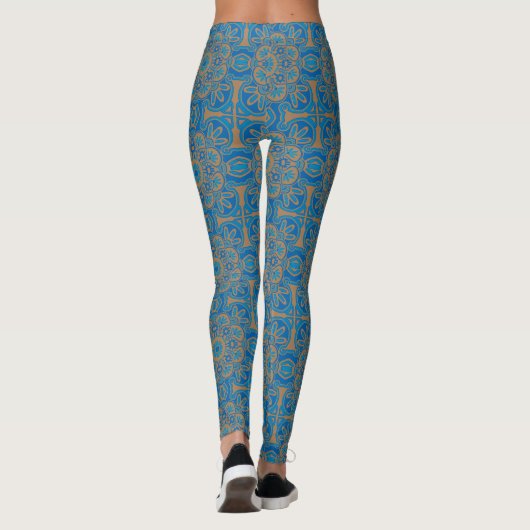 Blue en Copper Tribal Leggings (Achterkant)