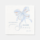 Blue en Gold Bow Chic Boy Baby shower Servet (Voorkant)