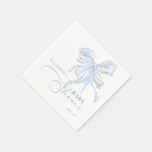 Blue en Gold Bow Chic Boy Baby shower Servet (Hoek)