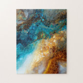 Blue en Gold Fluid Art Abstract Legpuzzel (Verticaal)