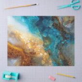 Blue en Gold Fluid Art Abstracte Decoupage Tissuepapier (Craft)