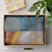 Blue en Gold Fluid Art Abstracte Decoupage Tissuepapier (Geschenk)