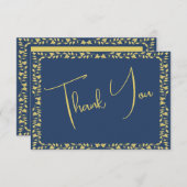 Blue en Gold Ivy Afstuderen appreciatie Bedankkaart (Voorkant / Achterkant)