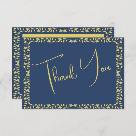 Blue en Gold Ivy Afstuderen appreciatie Bedankkaart (Voorkant / Achterkant)