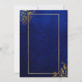 BLUE en Gold Peacock Indian Wedding Invitation Kaart (Achterkant)
