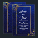 BLUE en Gold Peacock Indian Wedding Invitation Kaart<br><div class="desc">Uitnodiging tot weddenschap met Indische hindu Peacock</div>
