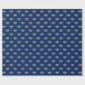 Blue en Golden Hanukkah Menorah Cadeaupapier (Vlak)