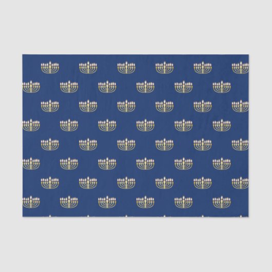 Blue en Golden Hanukkah Menorah Tissuepapier (Voorkant)