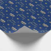 Blue en Golden Happy Hanukkah Cadeaupapier (Hoek)