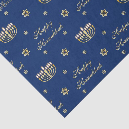 Blue en Golden Happy Hanukkah Tissuepapier (Detail)
