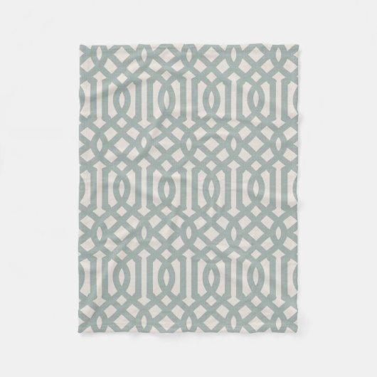 Blue en Ivory Trellis | Moderne bosbouw Fleece Deken (Voorkant)