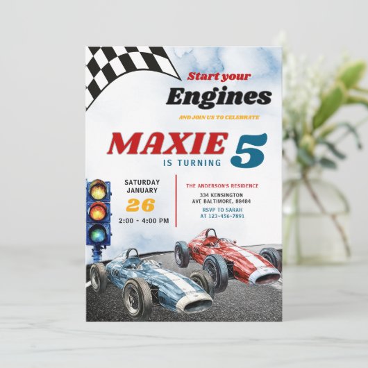 Blue en Red Boy Race Sport Cars Verjaardag Kaart (Staand voorkant)