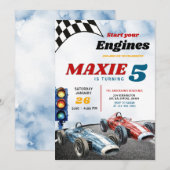 Blue en Red Boy Race Sport Cars Verjaardag Kaart (Voorkant / Achterkant)