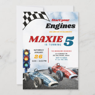 Blue en Red Boy Race Sport Cars Verjaardag Kaart