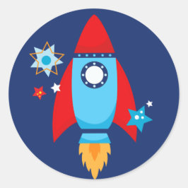 Blue en Red Rocket Outer Space Stickers