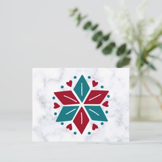  Blue en Red Scandinavian Star Briefkaart (Staand voorkant)