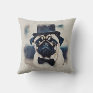 BLue en Red Tuxedo Pugs Portret Kussen