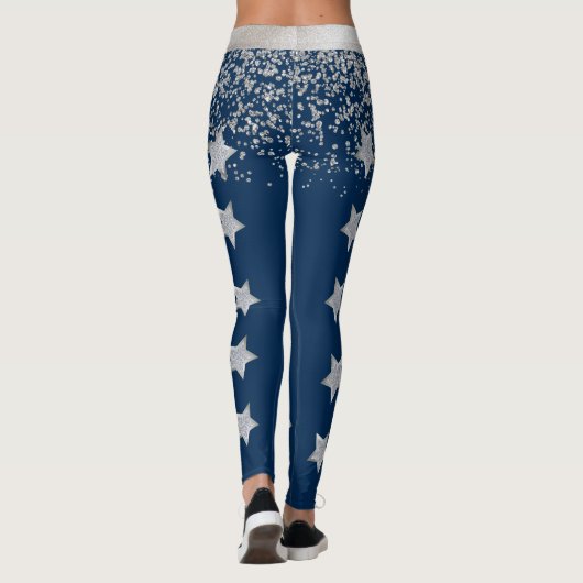 Blue- en Silver Cheer- of Drill Spandex-Leggings Leggings (Achterkant)
