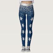 Blue- en Silver Cheer- of Drill Spandex-Leggings Leggings (Voorkant)