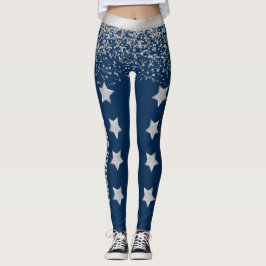 Blue- en Silver Cheer- of Drill Spandex-Leggings Leggings