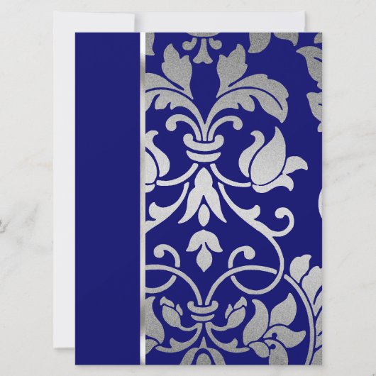 Blue en Silver Damask Kaart (Voorkant)
