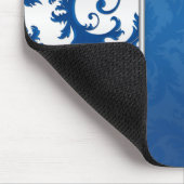 Blue en Silver Damask Mousepad Muismat (Hoek)