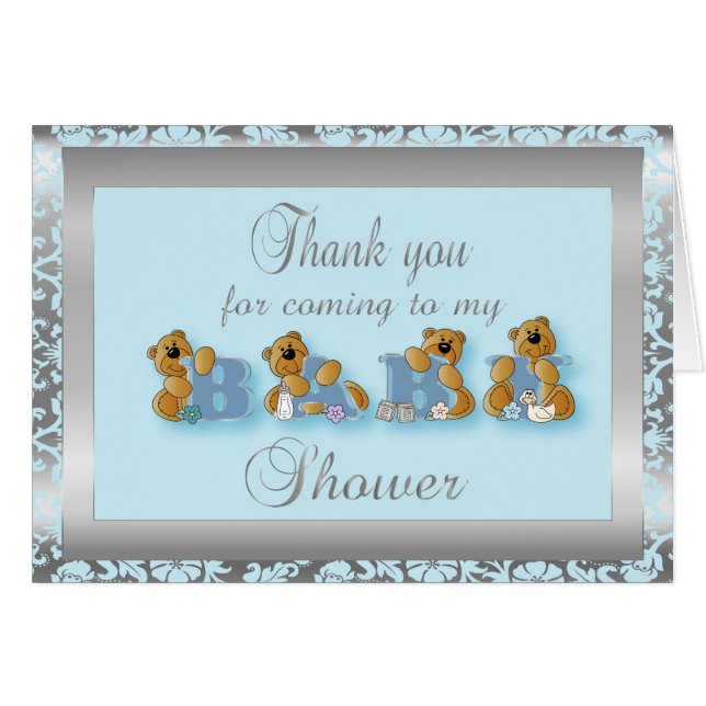 Blue en Silver Damask Teddy Bears (Voorkant Horizontaal)