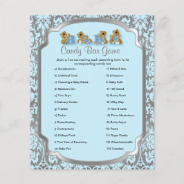 Blue en Silver Damask Teddy Bears - Snoep Game Flyer