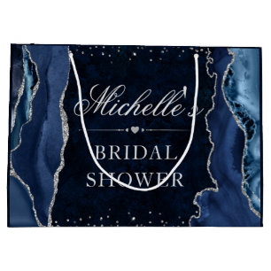 Blue en Silver Glitter Agate Vrijgezellenfeest Groot Cadeauzakje