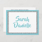 Blue en Silver Glitter Wish Kaart (Voorkant / Achterkant)