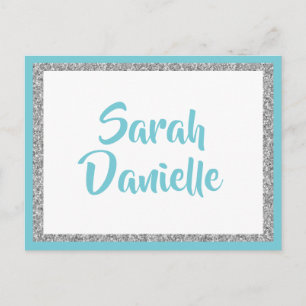 Blue en Silver Glitter Wish Kaart