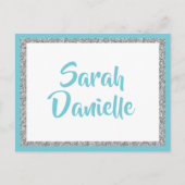 Blue en Silver Glitter Wish Kaart (Voorkant)